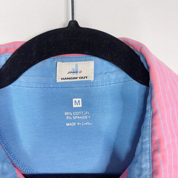 Johnnie-O Mens Medium Pink Blue Cotton Stretch Short Sleeve Polo *PERSONALIZED* - Picture 3 of 7